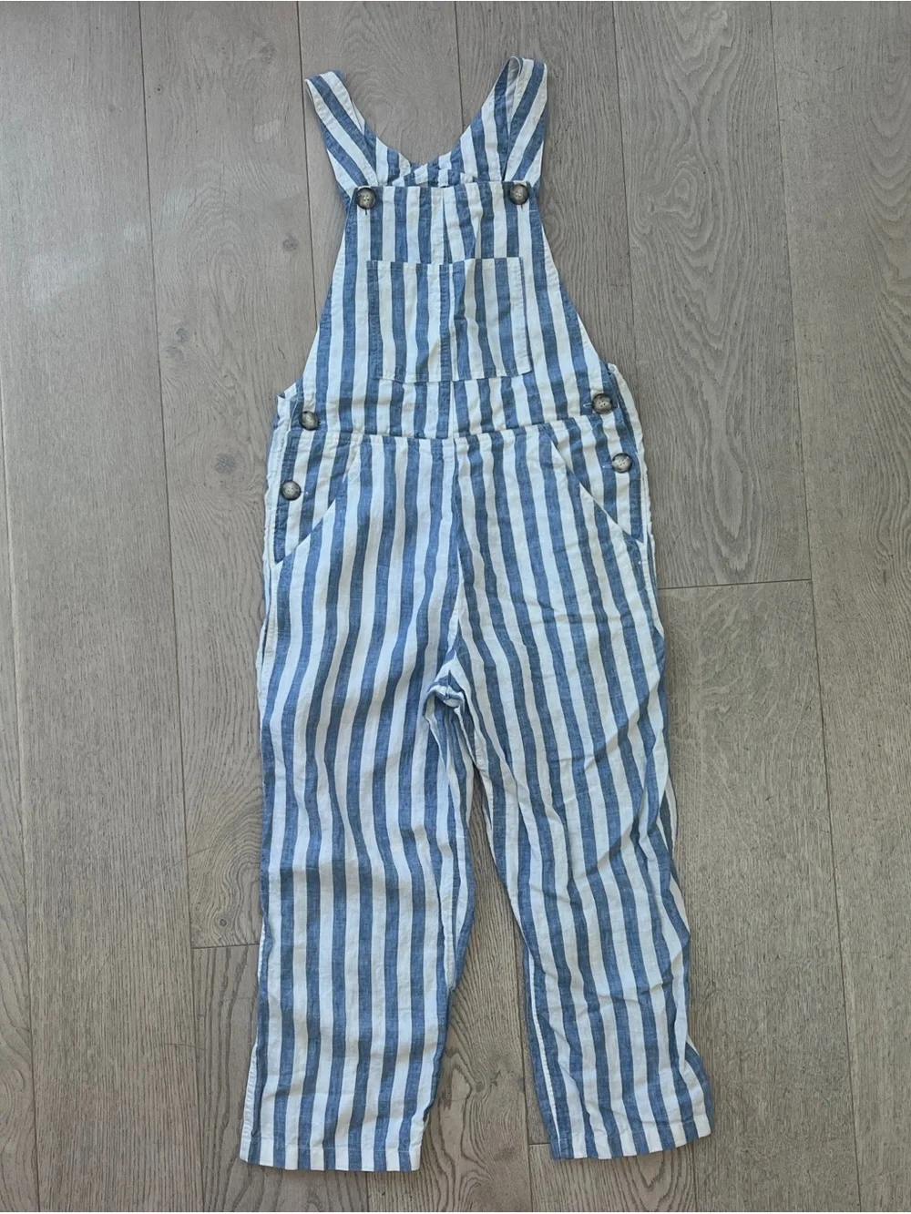 Reformation Women’s Size 2 Linen Striped Blue & White Overalls NWOT